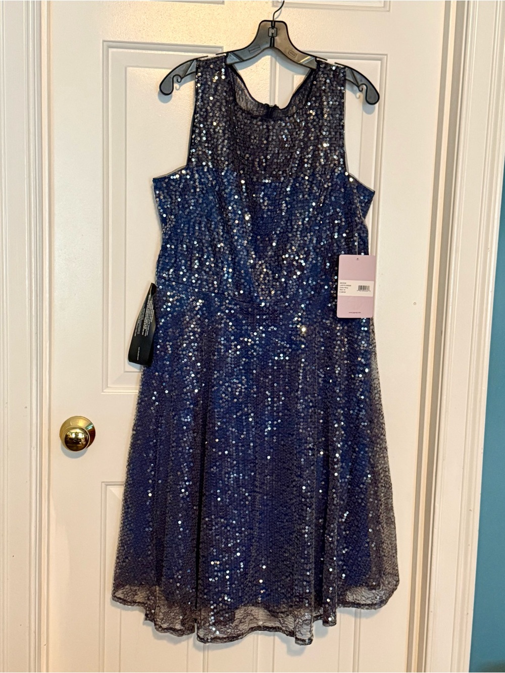 JS Collections Navy Blue Sequin Party Dress for Women